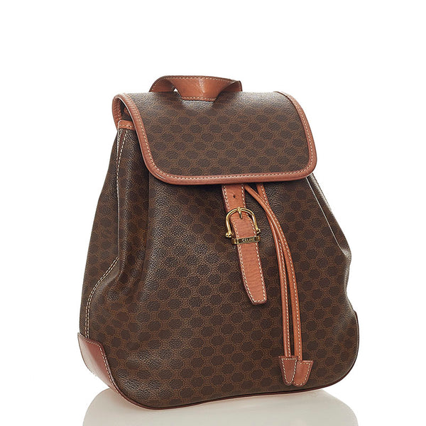 セリーヌ マカダム ブラウン PVC レザー リュック バックパック レディース CELINE 【中古】