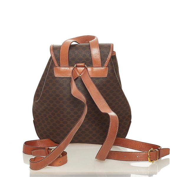 セリーヌ マカダム ブラウン PVC レザー リュック バックパック レディース CELINE 【中古】
