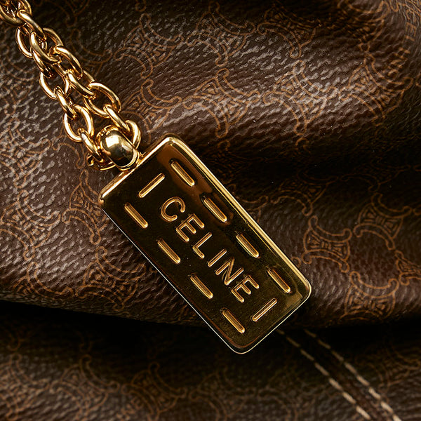セリーヌ マカダム ブラウン PVC レザー リュック バックパック レディース CELINE 【中古】