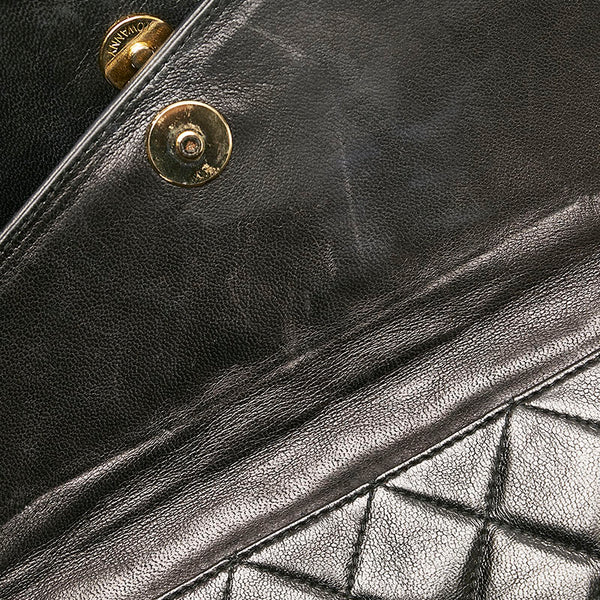 シャネル マトラッセ フリンジ ココマーク ヴィンテージ チェーン ショルダーバッグ ブラック ラムスキン レディース CHANEL 【中古】