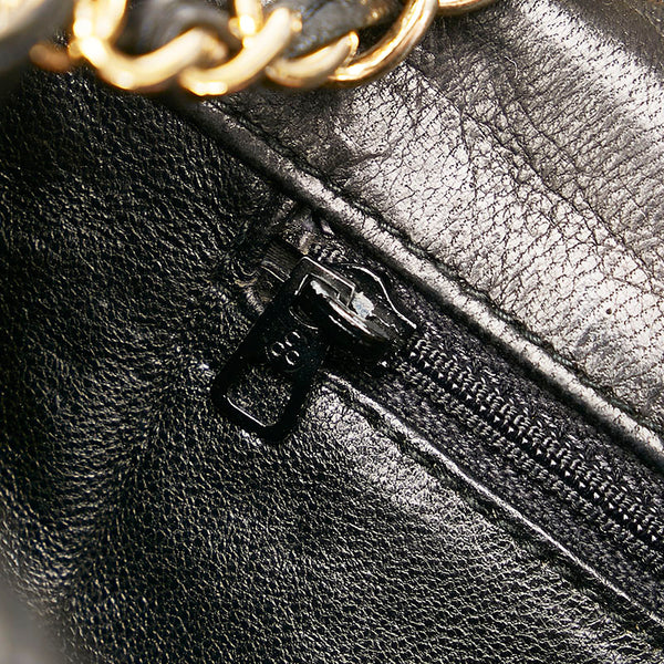 シャネル マトラッセ フリンジ ココマーク ヴィンテージ チェーン ショルダーバッグ ブラック ラムスキン レディース CHANEL 【中古】