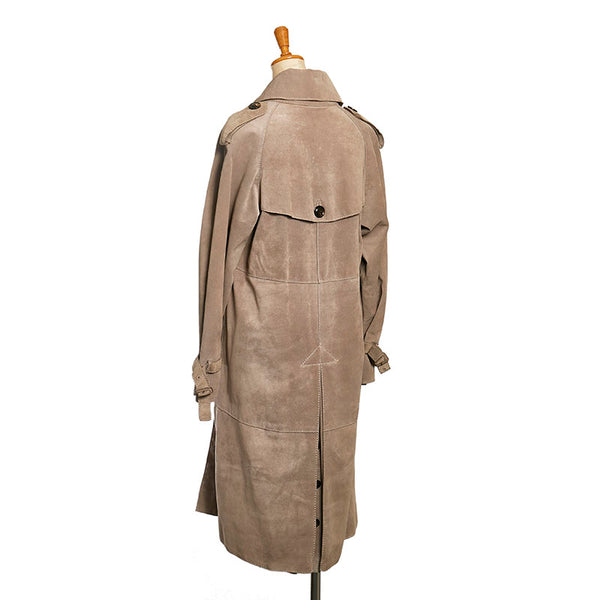 バーバリー ロングコート トレンチコート グレージュ スウェード レザー レディース BURBERRY 【中古】