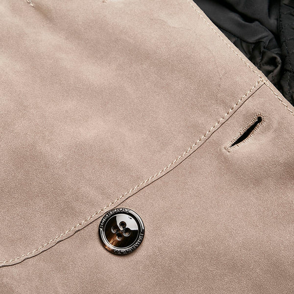バーバリー ロングコート トレンチコート グレージュ スウェード レザー レディース BURBERRY 【中古】