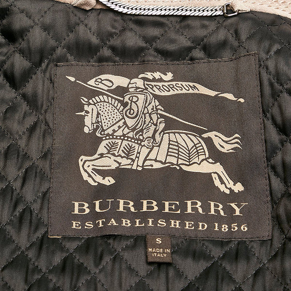 バーバリー ロングコート トレンチコート グレージュ スウェード レザー レディース BURBERRY 【中古】