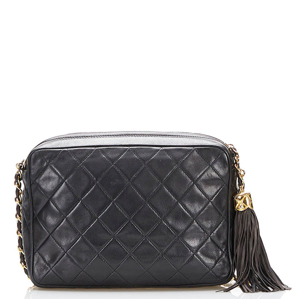 シャネル マトラッセ フリンジ チェーン ショルダーバッグ ブラック ラムスキン レディース CHANEL 【中古】