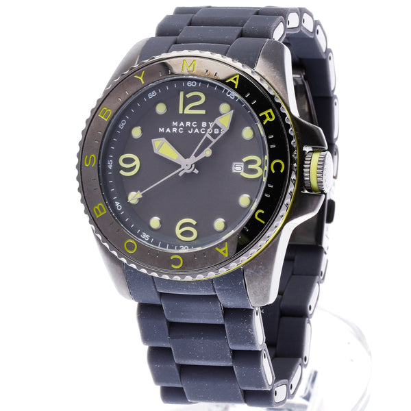 マークジェイコブス MEM2569 グレー ステンレススチール レザー 腕時計 メンズ MARC JACOBS クオーツ グレー文字盤 【中古】