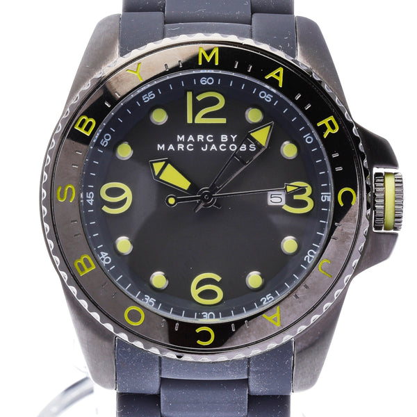 マークジェイコブス MEM2569 グレー ステンレススチール レザー 腕時計 メンズ MARC JACOBS クオーツ グレー文字盤 【中古】
