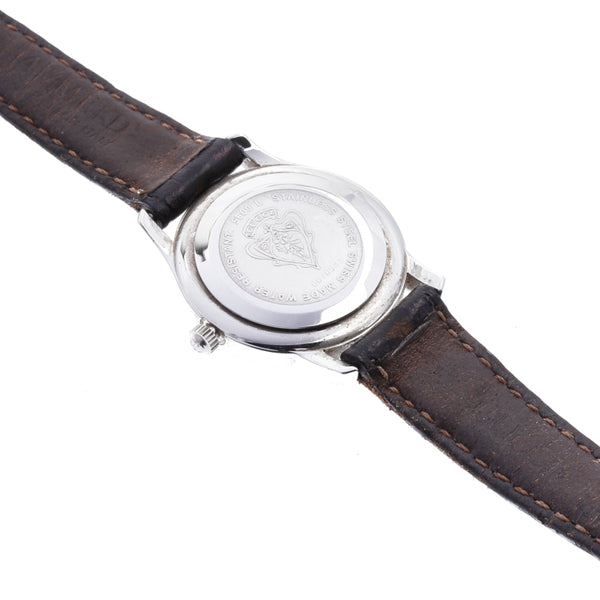 グッチ 5500L シルバー ブラック ステンレススチール レザー 腕時計 レディース GUCCI クオーツ ブラック文字盤 【中古】