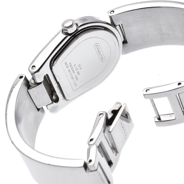 コーチ バングルウォッチ シルバー ステンレススチール 腕時計 レディース COACH クオーツ ブラック文字盤 中古
