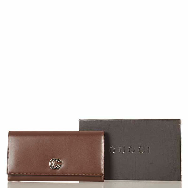 グッチ 035 1323 ブラウン レザー 長財布 メンズ GUCCI 【中古】