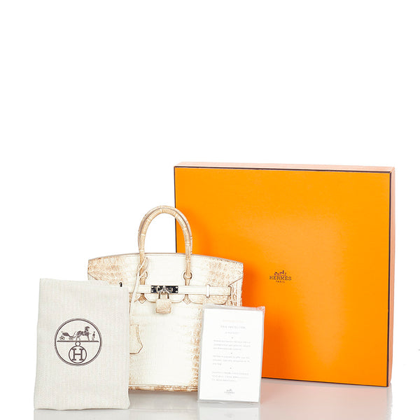 エルメス バーキン25 ヒマラヤ ホワイト クロコダイル ニロティカスマット ハンドバッグ レディース HERMES 【中古】