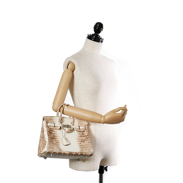 エルメス バーキン25 ヒマラヤ ホワイト クロコダイル ニロティカスマット ハンドバッグ レディース HERMES 【中古】