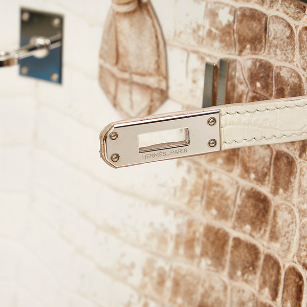 エルメス バーキン25 ヒマラヤ ホワイト クロコダイル ニロティカスマット ハンドバッグ レディース HERMES 【中古】