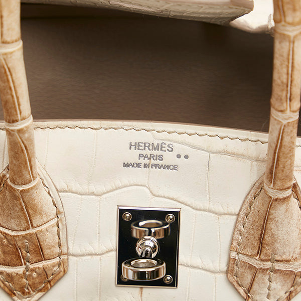 エルメス バーキン25 ヒマラヤ ホワイト クロコダイル ニロティカスマット ハンドバッグ レディース HERMES 【中古】