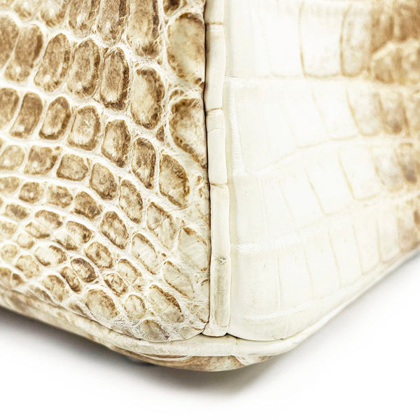 エルメス バーキン25 ヒマラヤ ホワイト クロコダイル ニロティカスマット ハンドバッグ レディース HERMES 【中古】