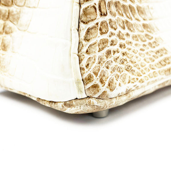 エルメス バーキン25 ヒマラヤ ホワイト クロコダイル ニロティカスマット ハンドバッグ レディース HERMES 【中古】