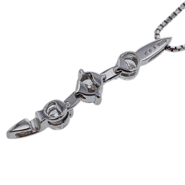 Pt900 プラチナ Pt850 プラチナ ダイヤ1.00ct ネックレス レディース 【中古】
