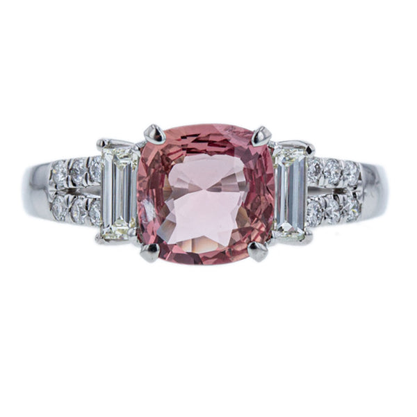 Pt900 プラチナ パパラチァサファイア1.596ct ダイヤ0.39ct リング 指輪 レディース 11.5号 【中古】