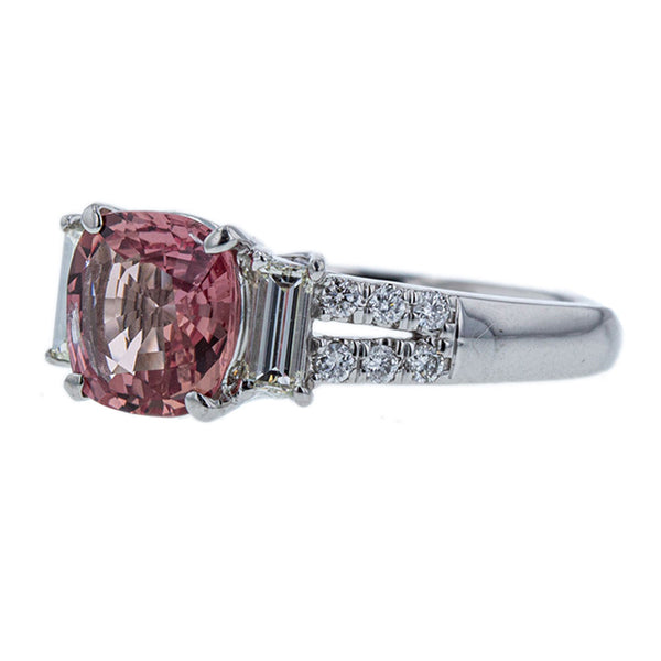 Pt900 プラチナ パパラチァサファイア1.596ct ダイヤ0.39ct リング 指輪 レディース 11.5号 【中古】