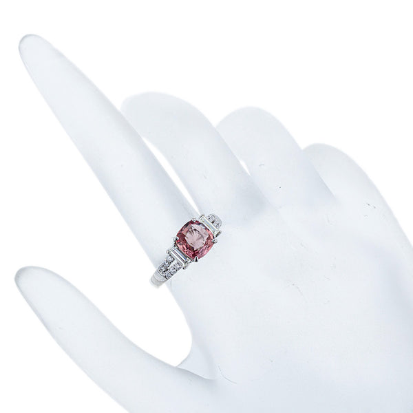 Pt900 プラチナ パパラチァサファイア1.596ct ダイヤ0.39ct リング 指輪 レディース 11.5号 【中古】