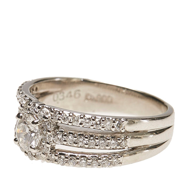Pt900 プラチナ ダイヤ0.346ct ダイヤ0.48ct リング 指輪 レディース 11号 【中古】