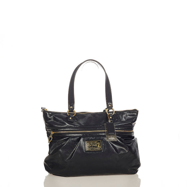 コーチ デイジーポピー トートバッグ F20004 ブラック パテントレザー レディース COACH 【中古】