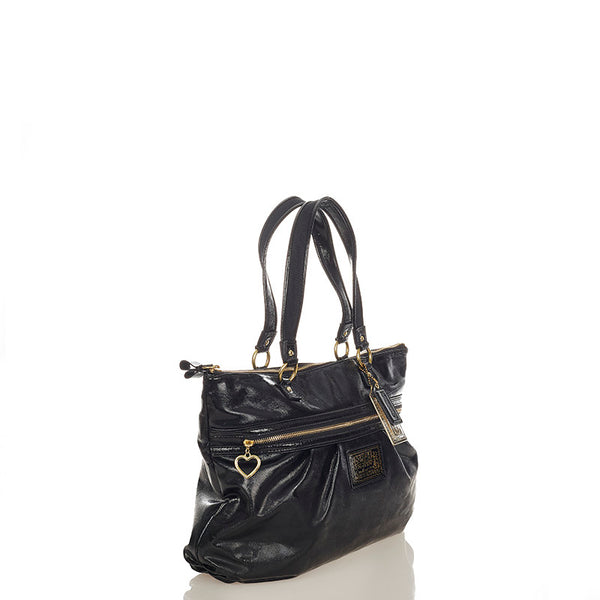 コーチ デイジーポピー トートバッグ F20004 ブラック パテントレザー レディース COACH 【中古】