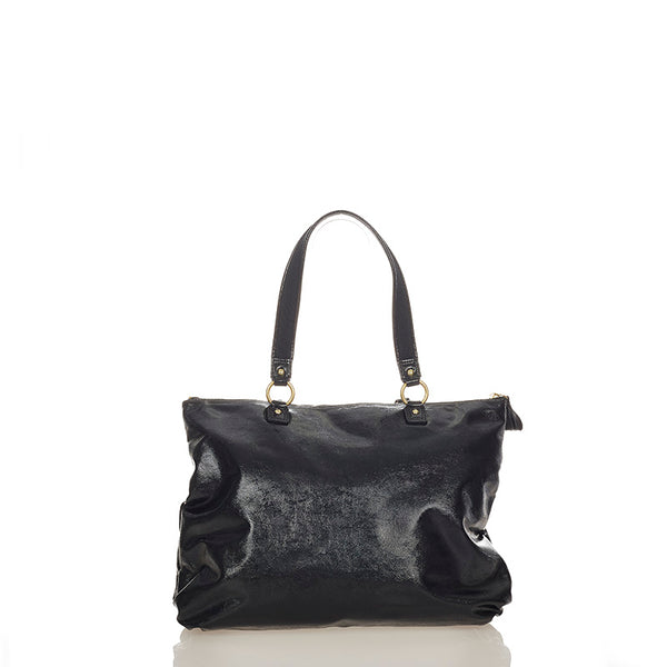 コーチ デイジーポピー トートバッグ F20004 ブラック パテントレザー レディース COACH 【中古】