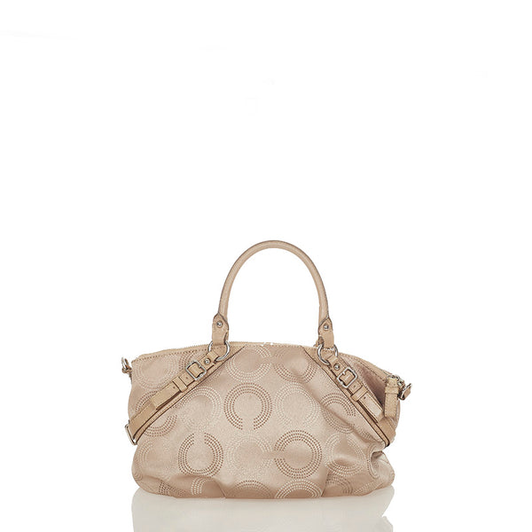 コーチ マディソンドッテッド 15935 ベージュ ゴールド キャンバス レザー ハンドバッグ レディース COACH 【中古】