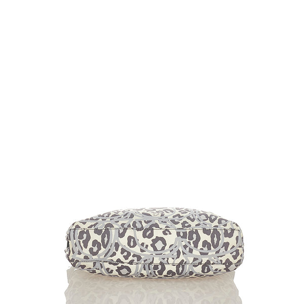 コーチ レオパード ヒョウ柄 F11175 グレー ホワイト ナイロン エナメル ショルダーバッグ レディース COACH 【中古】