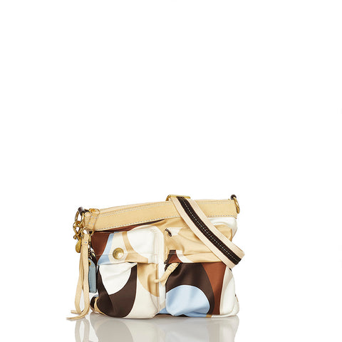 コーチ シグネチャー ハンプトンズ ウィークエンド 斜め掛け ショルダーバッグ 10111 ベージュ　ブラウン サテン スウェード レディース COACH 【中古】