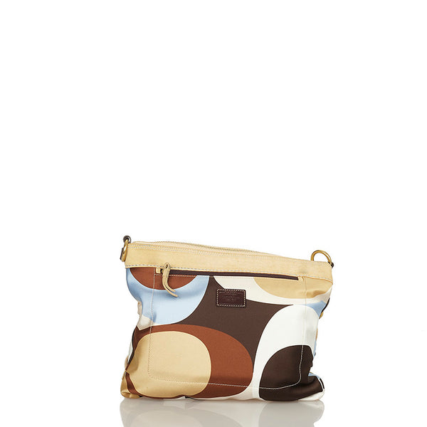 コーチ シグネチャー ハンプトンズ ウィークエンド 斜め掛け ショルダーバッグ 10111 ベージュ　ブラウン サテン スウェード レディース COACH 【中古】