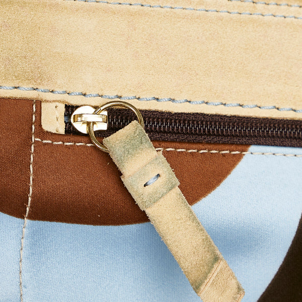 コーチ シグネチャー ハンプトンズ ウィークエンド 斜め掛け ショルダーバッグ 10111 ベージュ　ブラウン サテン スウェード レディース COACH 【中古】