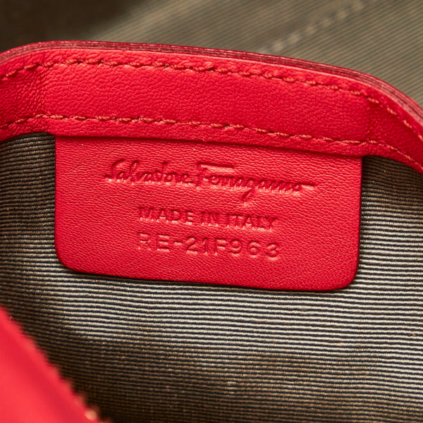 サルヴァトーレフェラガモ ボニー ハンドバッグ ショルダーバッグ 2WAY RE-21 F963 レッド レザー レディース Salvatore Ferragamo 【中古】