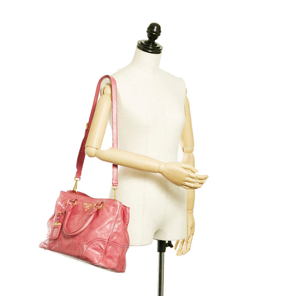 プラダ VITELLO SHINE ピンク レザー ハンドバッグ ショルダーバッグ 2WAY レディース PRADA 【中古】