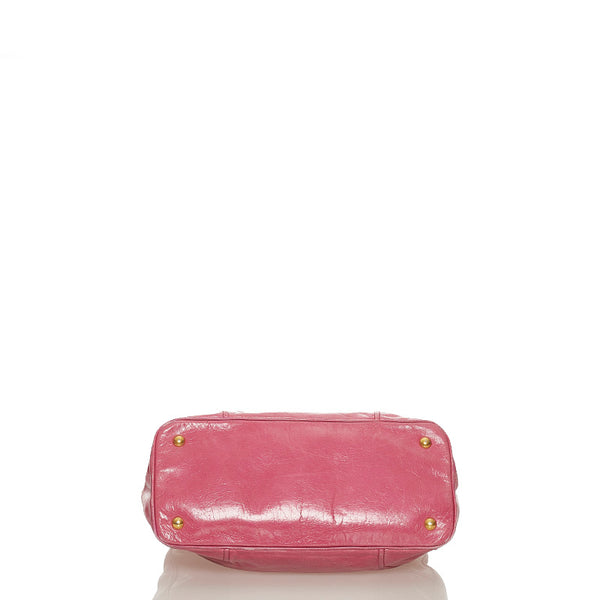 プラダ VITELLO SHINE ピンク レザー ハンドバッグ ショルダーバッグ 2WAY レディース PRADA 【中古】