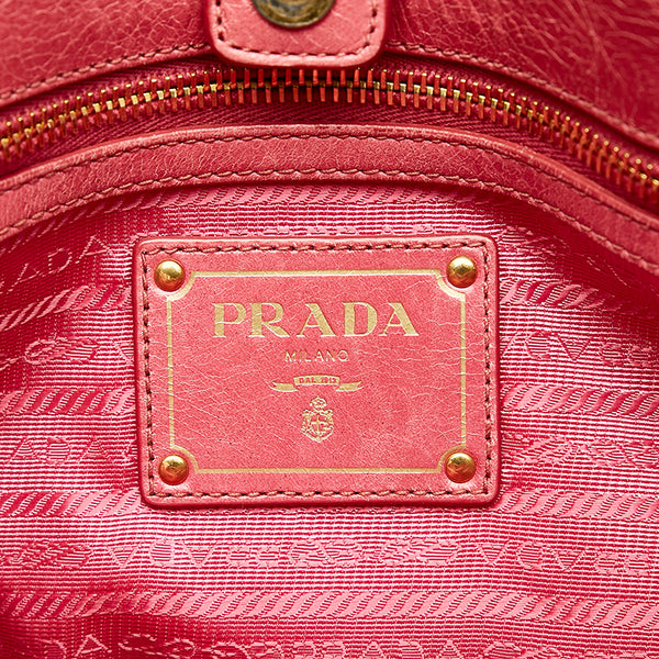 プラダ VITELLO SHINE ピンク レザー ハンドバッグ ショルダーバッグ 2WAY レディース PRADA 【中古】