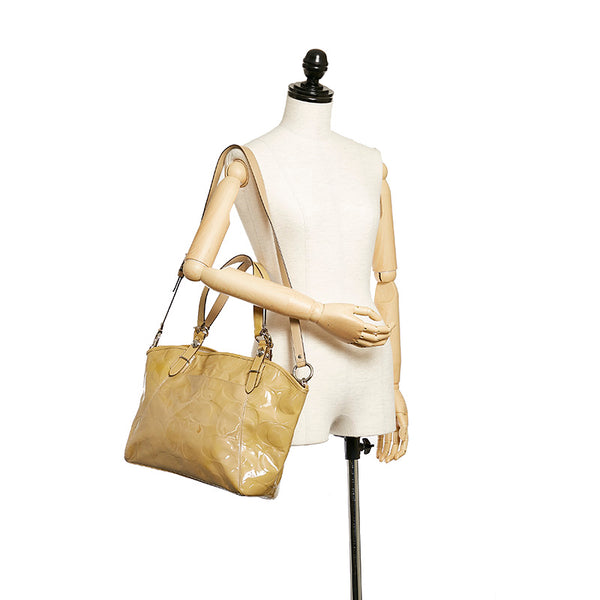 コーチ ハンドバッグ ショルダーバッグ 2WAY ベージュ パテントレザー レディース COACH 【中古】
