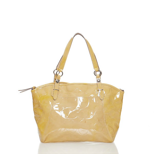 コーチ ハンドバッグ ショルダーバッグ 2WAY ベージュ パテントレザー レディース COACH 【中古】