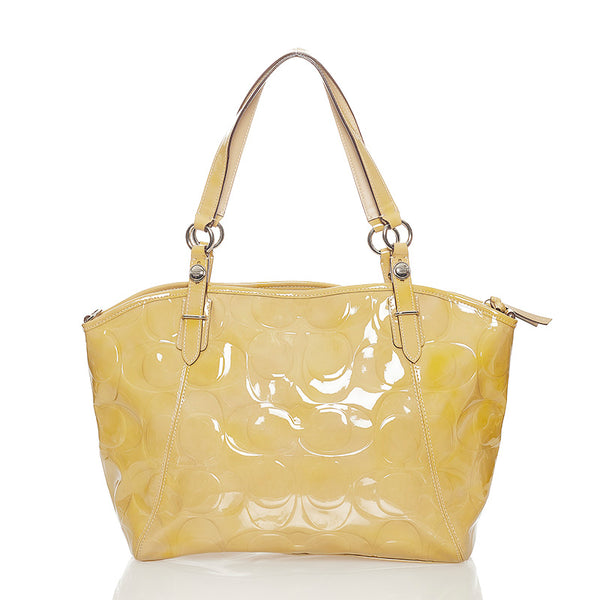 コーチ ハンドバッグ ショルダーバッグ 2WAY ベージュ パテントレザー レディース COACH 【中古】