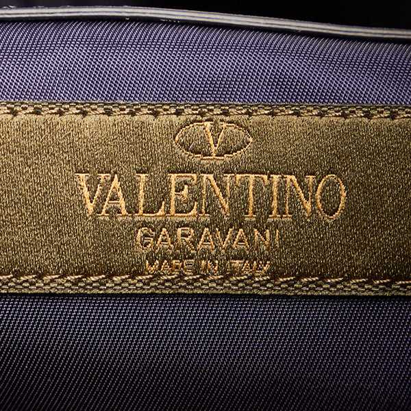 ヴァレンティノ カモフラ ロックスタッズ リュック バックパック ブルー ホワイト ナイロン レザー メンズ VALENTINO 【中古】