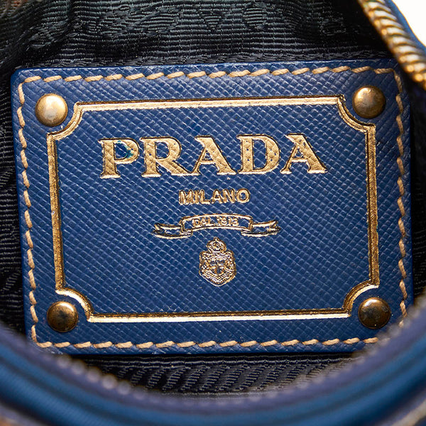プラダ チェーン ショルダーバッグ ブルー ナイロン レザー レディース PRADA 【中古】