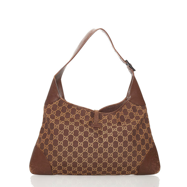 グッチ GGキャンバス ワンショルダー 001 4075 ブラウン キャンバス レザー レディース GUCCI 【中古】