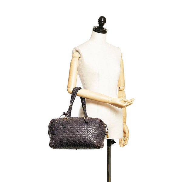 ボッテガヴェネタ イントレチャート ハンドバッグ パープル レザー レディース BOTTEGAVENETA 【中古】