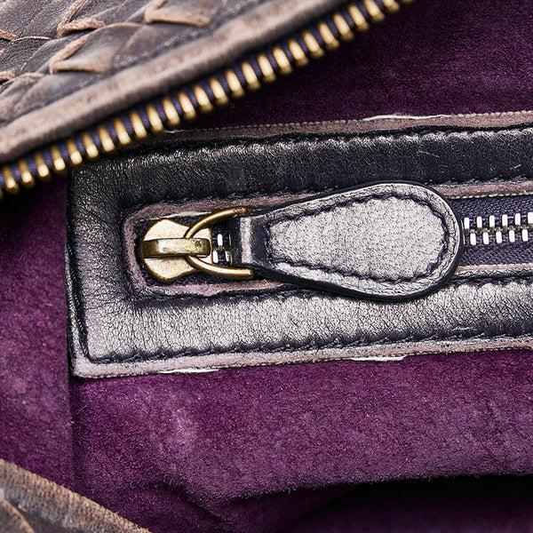ボッテガヴェネタ イントレチャート ハンドバッグ パープル レザー レディース BOTTEGAVENETA 【中古】