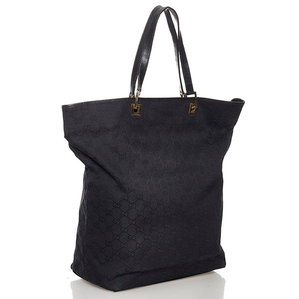 グッチ ＧGキャンバス トートバッグ 002 1097 ブラック キャンバス レザー レディース GUCCI 【中古】