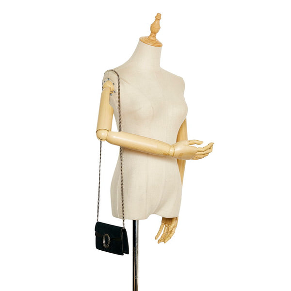 グッチ ディオニュソス チェーン 斜め掛け ショルダーバッグ 476432 ブラック スウェード レディース GUCCI 【中古】