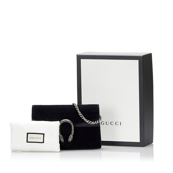 グッチ ディオニュソス チェーン 斜め掛け ショルダーバッグ 476432 ブラック スウェード レディース GUCCI 【中古】