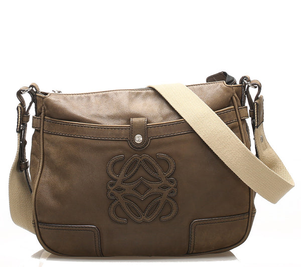 ロエベ アナグラム カーキ レザー ショルダーバッグ レディース LOEWE 中古