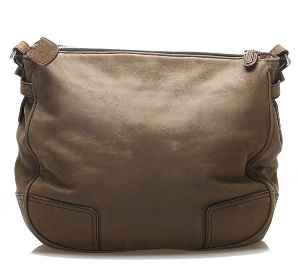 ロエベ アナグラム カーキ レザー ショルダーバッグ レディース LOEWE 中古